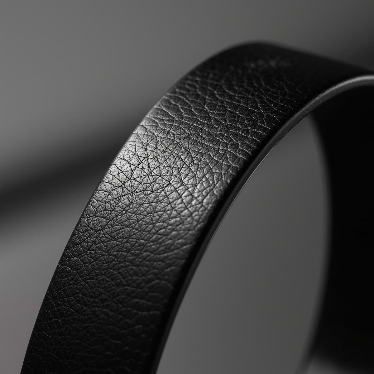 Close-up of a black leather product on a dark background