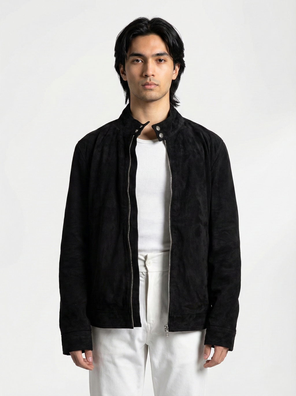 Black Goatskin Suede Jacket