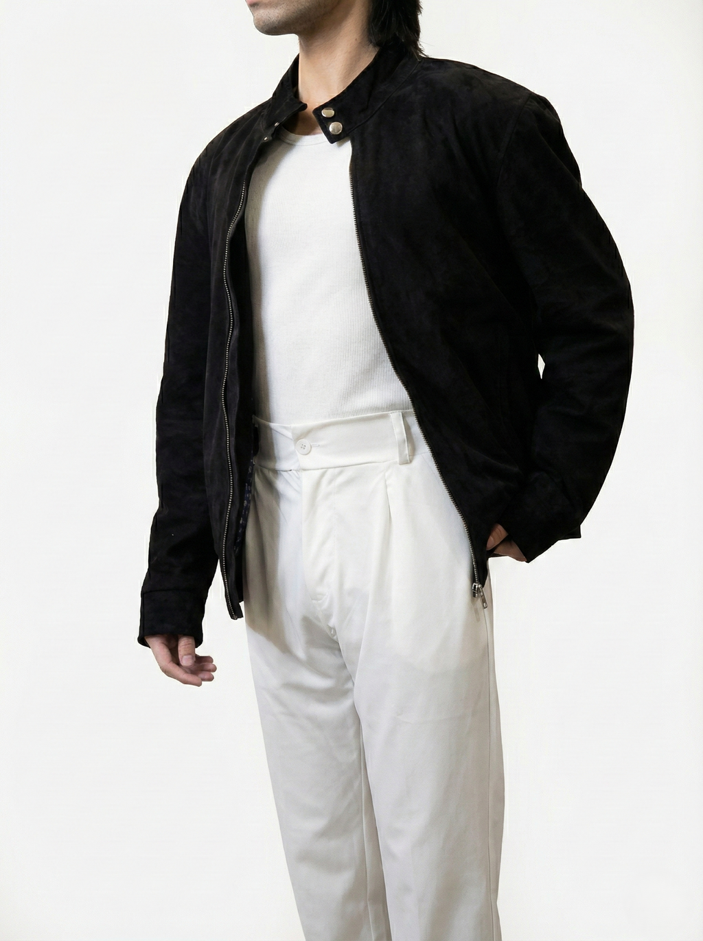 Black Goatskin Suede Jacket